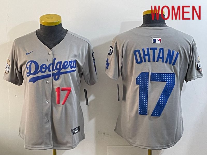 Women Los Angeles Dodgers 17 Ohtani Grey Game 2024 Nike MLB Jersey style 12052